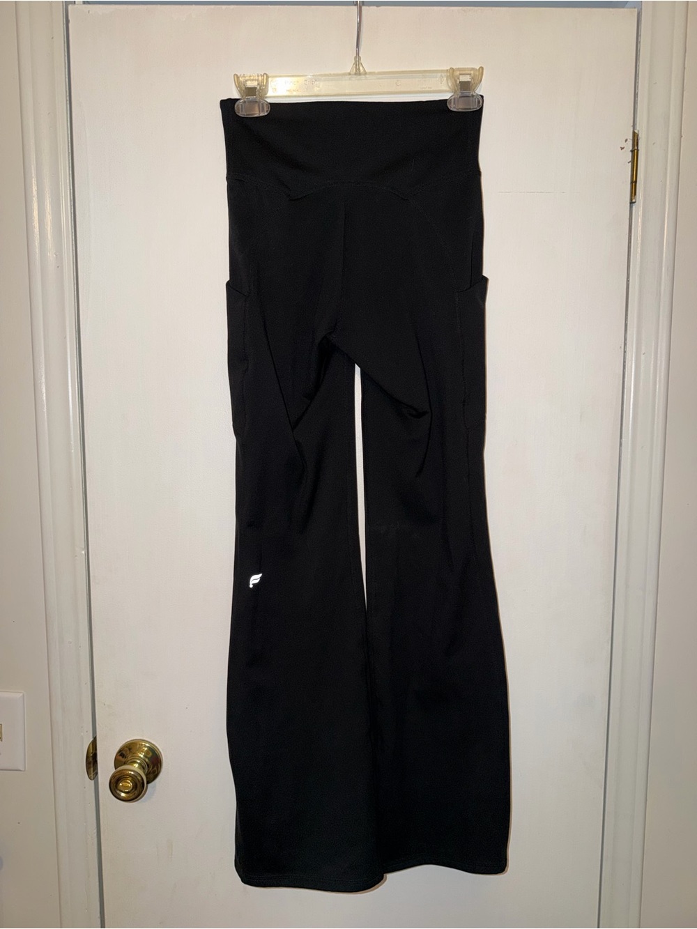 Fabletics Black High-Waist Flare Active Pants with Side Pockets